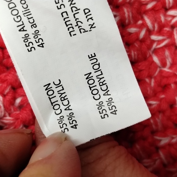 DEX women's X (12/14) reddish pink white slub flecks sweater long sleeve fringe - Picture 10 of 12